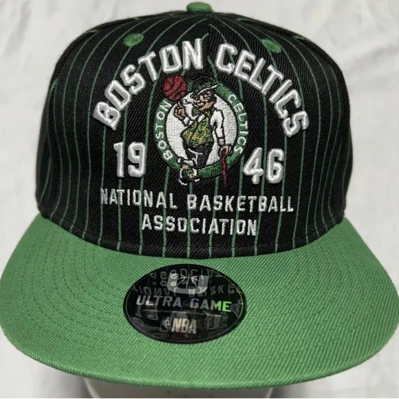 Unk Ultra Game Boston Celtics NBA Pin Striped Snapback Hat NWT - Picture 1 of 5